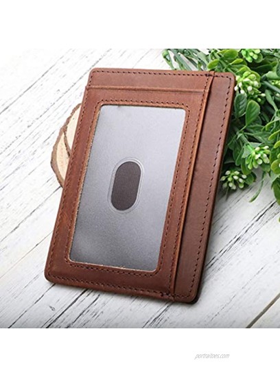 新品 Card Case Wallet,Front Pocket Minimalist Leather Slim Wallet RFID Blocking,Gift for Husband