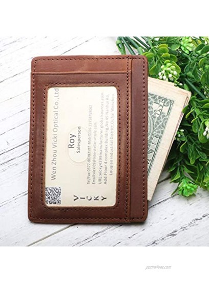 新品 Card Case Wallet,Front Pocket Minimalist Leather Slim Wallet RFID Blocking,Gift for Husband