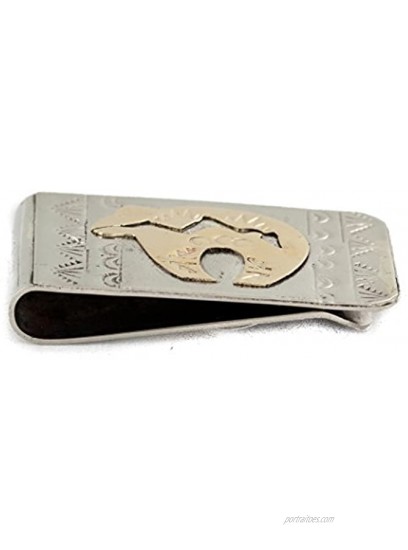 $180Tag 12ktGF Silver Bear Certified Navajo Native American Money Clip 11262 Made By Loma Siiva