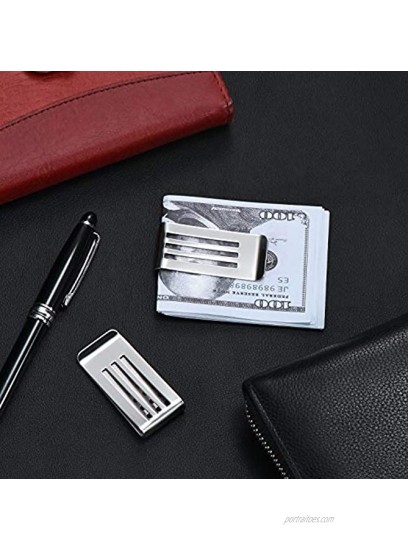7-Star Stainless Steel 4 Pack Silver Money Clip Credit Card Business Card Holder Minimalist Front Pocket Hollow Wallet Solid Small Thin Luxury for Men Cash Moneyclip Slim Metal Clips Wallet