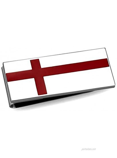 Crazy4Bling High Polished Stainless Steel Money Clip with Red Sideways Cross
