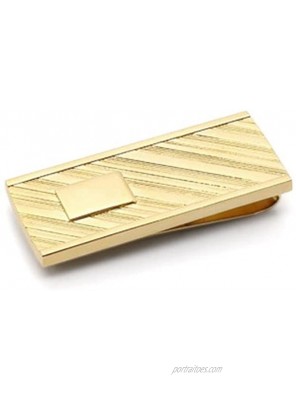 Drop of Silver Stylish Gold Plated Money Clip with Diagonal Design