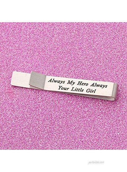 FEELMEM Mens Money Clip for Dad Always My Hero Always Your Little Girl Engraved Money Clip Gift for Dad Father of The Bride Gift