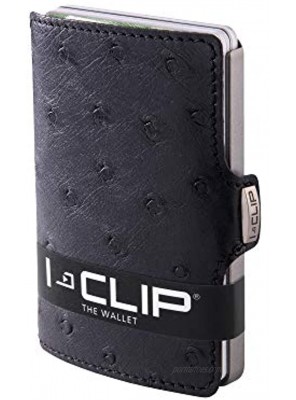 I-CLIP Original Silver Ostrich Body Black wallet money bag purse credit card case credit card holder