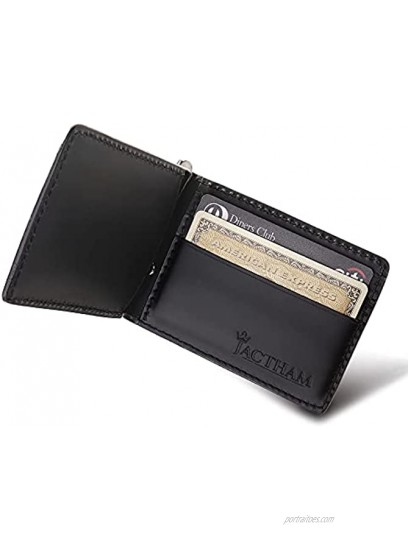 JACTHAM Thai Handcrafted Genuine Leather Floral Hand-Carved Money Clip Wallet Slim Wallet with Cards Pockets Handmade in Thailand Assembled in Japan Majesty Black