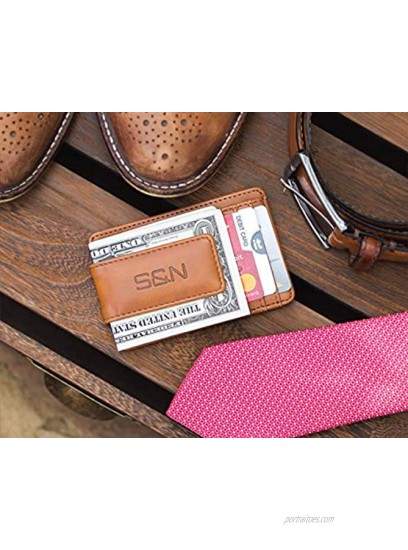 Light Brown Front Pocket Money Clip RFID Blocking Wallet Gift Set