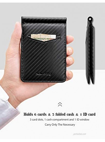 Mens Minimalist Slim Wallets Leather Bifold With ID Window Front Pocket RFID Blocking Credit Card Holder Wallet Carbon Fiber