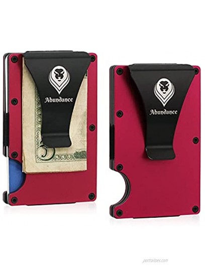 Mens Slim Wallet Clip Red RFID Blocking Abundance Attraction