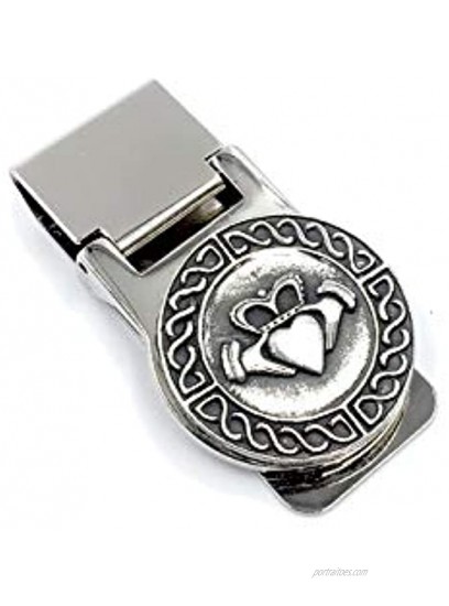 Mullingar Pewter Heart Claddagh and Rope Boarder Money Clip
