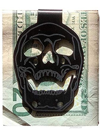 Skull Money Clip Wallet Practical Slim Minimalist Stainless Steel Cash Holder Front Pocket Credit Card Business Card Paper Money Clamp Day Of Dead Skull Gift for Men