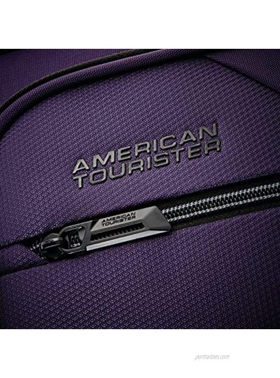 American Tourister Zoom Turbo Softside Expandable Spinner Wheel Luggage Purple Checked-Large 28-Inch