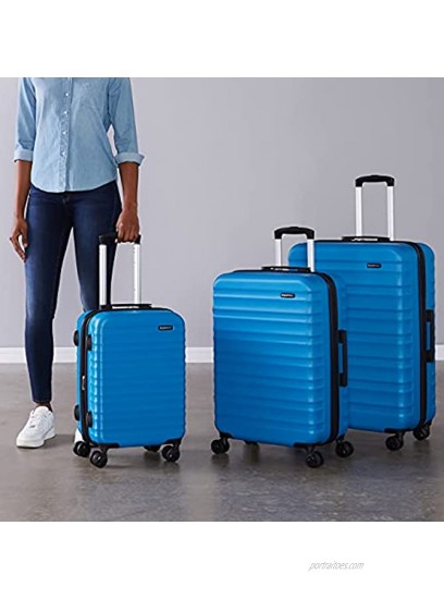 Basics Hardside Spinner Carry-On Expandable Suitcase Luggage with Wheels Blue 3-Piece Set