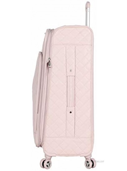 BCBGeneration Designer Luggage Collection Expandable 24 Inch Softside Suitcase Lightweight Midsize Checked Bag with 8-Rolling Spinner Wheels 24in Quilt Pink