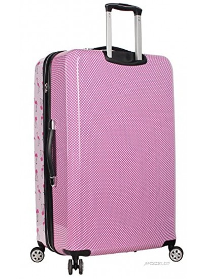 Betsey Johnson 30 Inch Checked Luggage Collection Expandable Scratch Resistant ABS + PC Hardside Suitcase Designer Lightweight Bag with 8-Rolling Spinner Wheels Flamingo