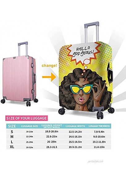 Hello Gorgeous Luggage Cover African American Women Travel Suitcase Cover Dirt Proof Baggage Protector for 18-32 In