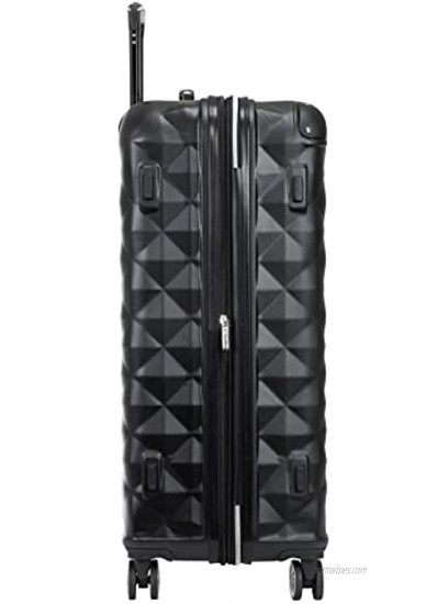 Kenneth Cole Reaction Diamond Tower Luggage Collection Lightweight Hardside Expandable 8-Wheel Spinner Travel Suitcase Black 28-Inch Checked