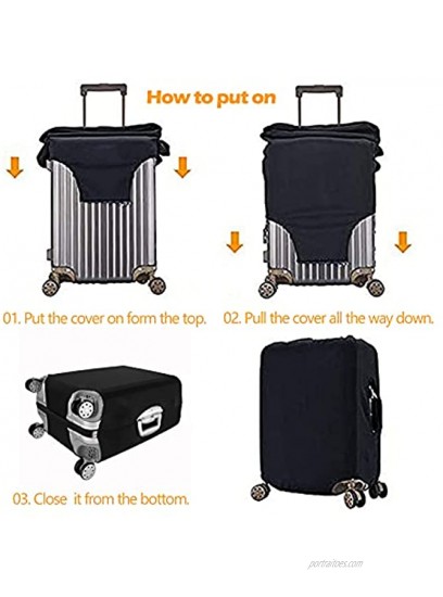 Luggage Cover Withstand Dust Washable Luggage Protector Fits 26—28Inch Luggage Solid Black Suitcase Cover to DIY Pattern
