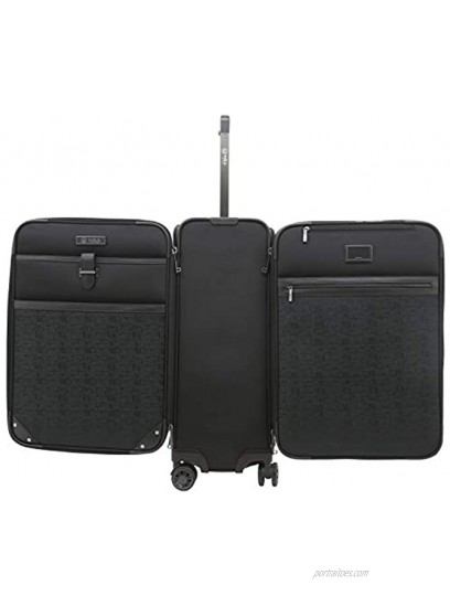 M&A Dual Opening Wide Trolley Hardside Luggage Black Checked-Large 28-Inch