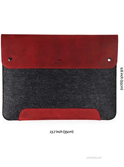 MegaGear Genuine Leather and Fleece MacBook Bag 13.3 Inch Red One Size MG1905