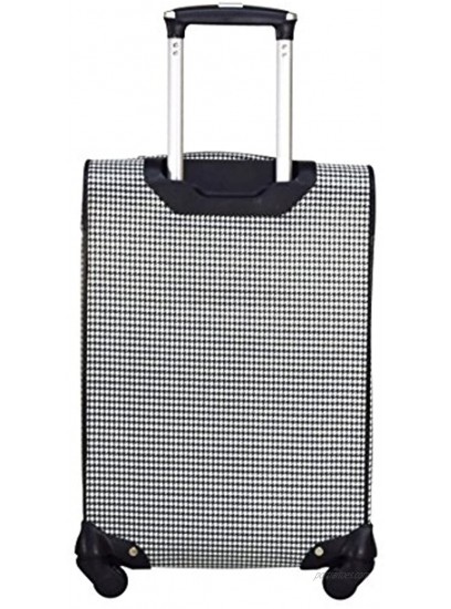 Nicole Miller New York Luggage Collection Designer Lightweight Softside Expandable Suitcase- 20 Inch Carry On Bag with 4-Rolling Spinner Wheels White