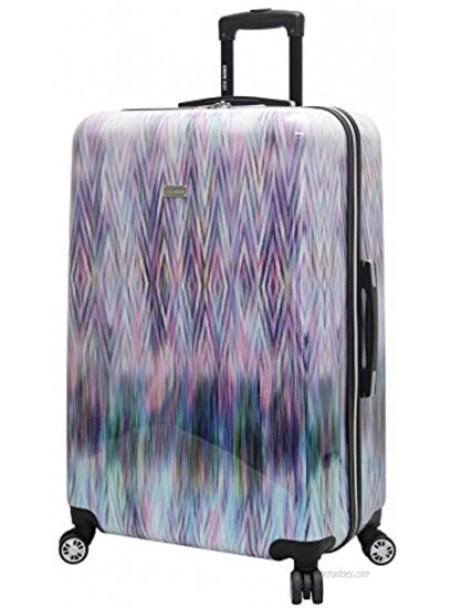 Steve Madden 28 Inch Checked Luggage Collection Scratch Resistant ABS + PC Hardside Suitcase Designer Lightweight Bag with 8-Rolling Spinner Wheels Diamond