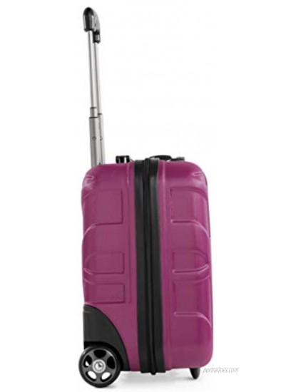 SUITLINE Pilot Trolley Hard Shell Business Trolley Cabin Suitcase Pilot Case Carry On Luggage TSA ABS 2 Wheels Pink