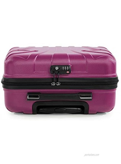 SUITLINE Pilot Trolley Hard Shell Business Trolley Cabin Suitcase Pilot Case Carry On Luggage TSA ABS 2 Wheels Pink
