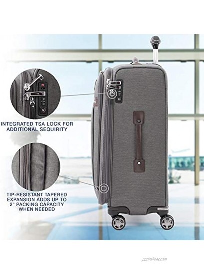Travelpro Platinum Elite Softside Expandable Spinner Wheel Luggage Vintage Grey Checked-Medium 25-Inch