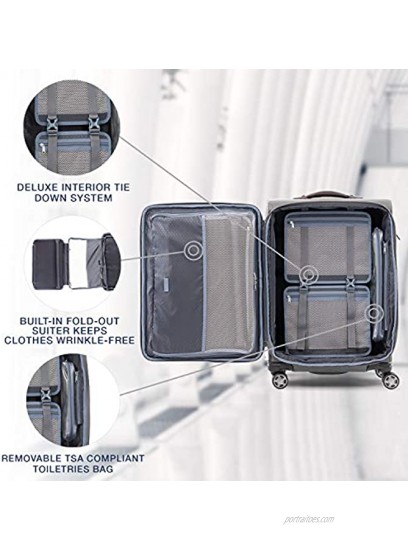 Travelpro Platinum Elite Softside Expandable Spinner Wheel Luggage Vintage Grey Checked-Medium 25-Inch