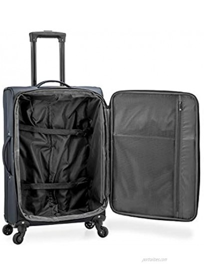 U.S. Traveler Anzio Softside Expandable Spinner Luggage Dark Grey Checked-Medium 26-Inch