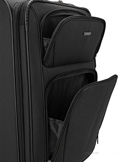 U.S. Traveler Aviron Bay Expandable Softside Luggage with Spinner Wheels Black Checked-Large 31-Inch