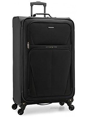 U.S. Traveler Aviron Bay Expandable Softside Luggage with Spinner Wheels Black Checked-Large 31-Inch