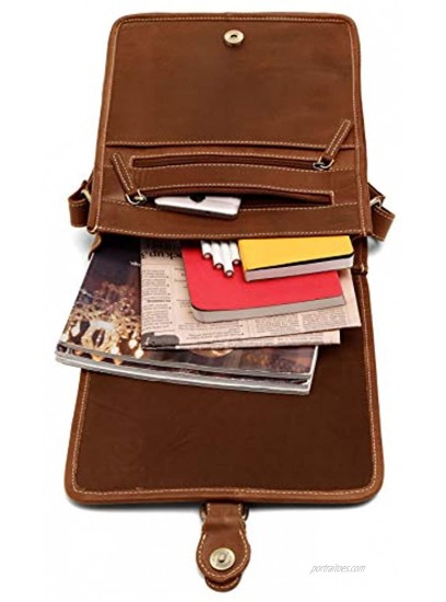 100% Pure Genuine Real Vintage Hunter Leather Handmade Mens Leather Flapover Everyday Crossover Shoulder Work iPad Messenger Bag Vintage Tan