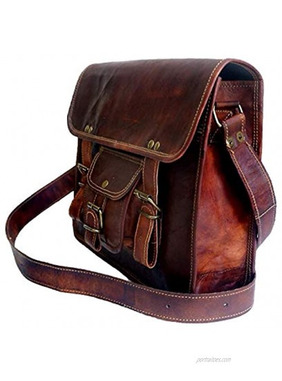 11 small Leather messenger bag shoulder bag cross body vintage messenger bag for women & men satchel man purse competible with Ipad and tablet