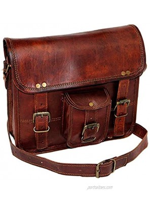 11" small Leather messenger bag shoulder bag cross body vintage messenger bag for women & men satchel man purse competible with Ipad and tablet