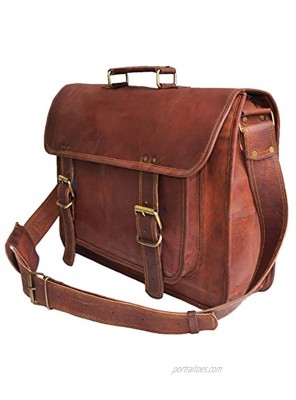 18" Leather Messenger Bag Laptop case Office Briefcase Gift for Men Computer Distressed Shoulder Bag