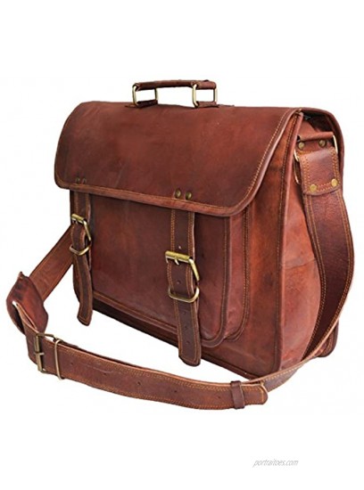18 Leather Messenger Bag Laptop case Office Briefcase Gift for Men Computer Distressed Shoulder Bag