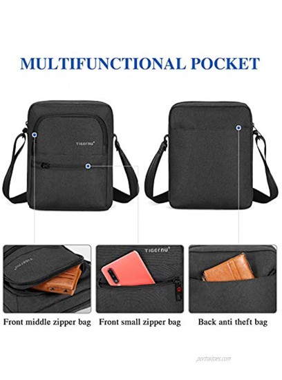 BAIGIO Men's Canvas Shoulder Bag Cross Body Casual Messenger Satchel Bag for Wallet Purse Mobile Phone Keys Black 8.3 x 3.1 x 10.2