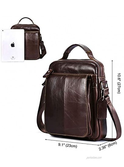 BAIGIO Men's Crossbody Messenger Bag Genuine Leather Handbag Shoulder Satchel Side Bag for Work School Business Travel Commuter