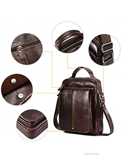 BAIGIO Men's Crossbody Messenger Bag Genuine Leather Handbag Shoulder Satchel Side Bag for Work School Business Travel Commuter