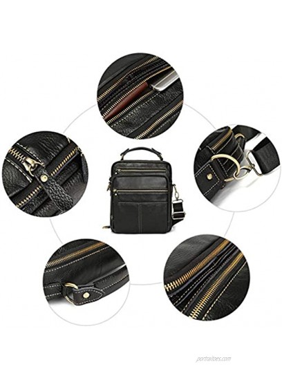 BAIGIO Men's Leather Shoulder Handbag Cross Body Satchel Messenger Bag iPad Case for Work School Travel-Black