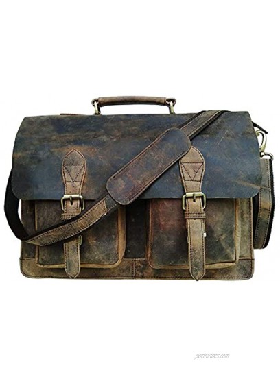 cuero Retro Buffalo Hunter Leather Laptop Messenger Bag Office Briefcase College Bag 18 inch
