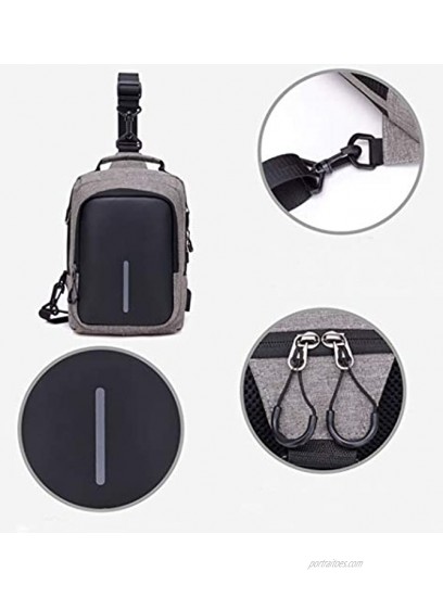 Estwell Sling Bag Anti Theft Chest Bag with USB Charging Port Waterproof Chest Shoulder Crossbody Bag for Business Hiking Travel