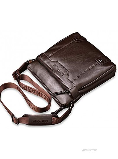 FANDARE Men Shoulder Bag Business Crossbody Bag PU Messenger Bag Waterproof Satchel Bag Dark Brown