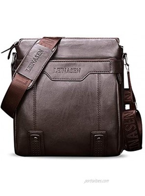 FANDARE Men Shoulder Bag Business Crossbody Bag PU Messenger Bag Waterproof Satchel Bag Dark Brown