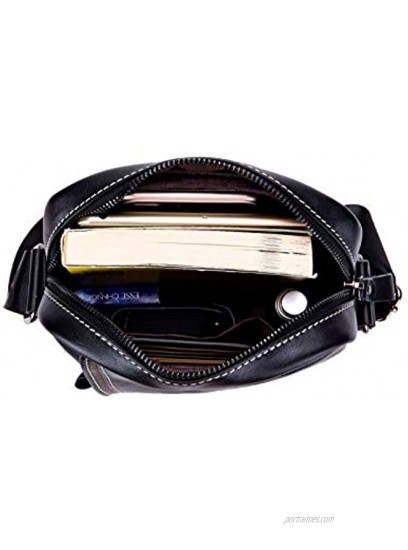 HARMILIY Men Leather Handbag Shoulder Bag IPAD Business Messenger Backpack Crossbody Casual Tote Sling Travel Bag with Top-handle and Adjustable Removable Detachable Shoulder Strap