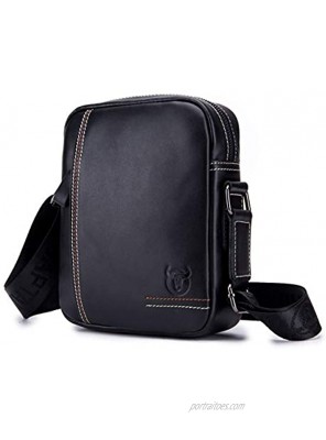 HARMILIY Men Leather Handbag Shoulder Bag IPAD Business Messenger Backpack Crossbody Casual Tote Sling Travel Bag with Top-handle and Adjustable Removable Detachable Shoulder Strap
