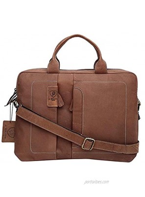 J WILSON London Designer Genuine Real Leather 15" Laptop Handmade Unisex Crossover Shoulder Messenger Briefcase Bag Satchel