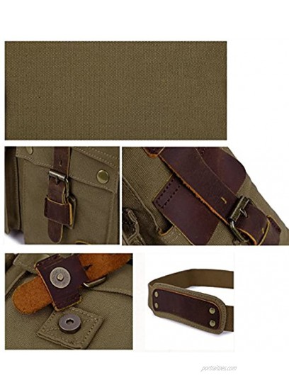 Jonon Vintage Military Men Canvas Messenger Bag for 13.3-17Laptop