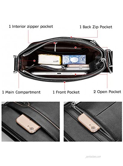 LAORENTOU Leather Shoulder Bags for Men Genuine Leather Waterproof 2 Colours Zipper Design with Adjustable Shoulder Strap Men's Crossbody Bags Mens Messenger Bags Business Satchel Bags